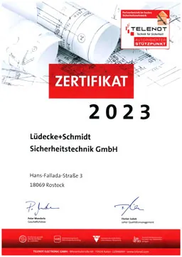 Download PDF-Datei: TELENOT Zertifikat